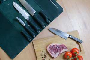 Estuche para Cuchillos de Chef de Cuero Genuino Negro, Estilo Clásico Moderno, Ligero y Portátil, Bolsa de Viaje LKR-0279 - Product Image 6