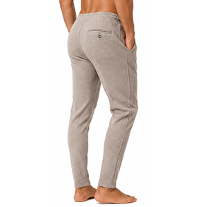 Mens Casual Waffle Knit <b>Trousers</b> Slim Fit Textured Pants <b>Elastic</b> Drawstring <b>Waist</b> Comfortable Daily Wear Jogger Bottoms Custom - Product Image 2