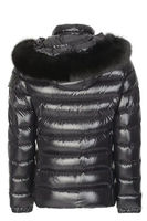 Veste matelassée en toile de coton noir brillant pour homme, à capuche, coupe-vent, décontractée, pour l'hiver, coupe classique, fermeture éclair, garniture en fourrure sur le devant