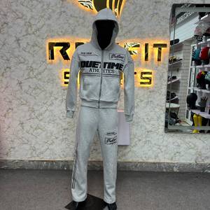 New Tracksuit Custom Made Gray Full <b>Zip</b> <b>Hooded</b> Sweatshirt Pants Set Made Pakistan Print Design Formal Winter 100% Cotton Adults - Product Image 6