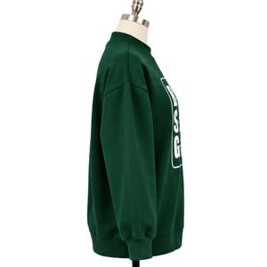 Sweat-shirt vert foncé pour femme avec imprimé graphique « Strong Girl » blanc, coupe oversize, col rond, manches longues, style streetwear décontracté - Product Image 5