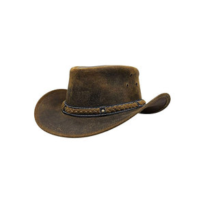 Suede Cowboy <b>Hat</b> Brown Wide Brim Braided <b>Band</b> Western Style - Product Image 1