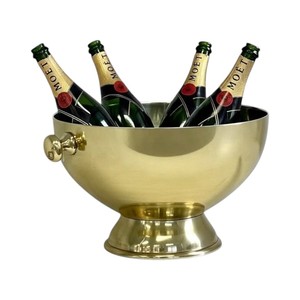 Hammered <b>Gold</b> Metal Oval Beverage Tub Wine Chiller Beer <b>Ice</b> <b>Bucket</b> with Cutout Handles for Wedding Party Decor - Product Image 5