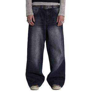 Denim Pants Cotton Baggy Stacked Jeans Men Long Straight Pants Washed Wide Leg <b>Trousers</b> Man Breathable - Product Image 1