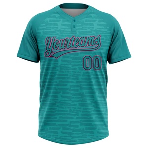 Maillot de softball professionnel Fastpitch, bleu turquoise et rose, en tissu performant anti-humidité, personnalisable par sublimation, pour équipe - Product Image 3