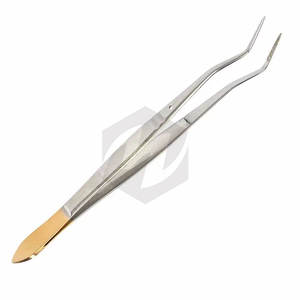 Pinzas Meriam de 16 cm con Punta Angulada Dentada, Color Dorado, para Algodón Dental, Instrumento de Acero Inoxidable de Primera Calidad - Product Image 1