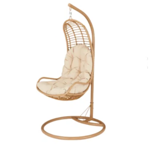 Rattan <b>Hanging</b> Chair Egg Lounge <b>Seat</b> with Cushion Floor Stand for Living Room Patio Garden Hotel - Product Image 4