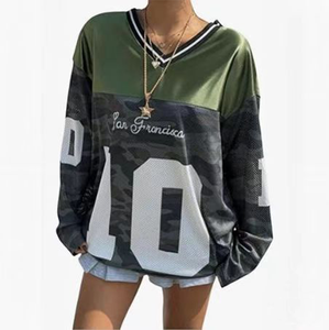 Camisetas Personalizadas para Mujer, Camisetas con Estampado de Letras y Números, Camiseta con Cuello en V, Camiseta Corta, Camiseta Deportiva Extra Grande, Ropa Urbana - Product Image 1
