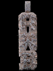 Colgante de barra de declaración de moda urbana personalizada Iced Baguette Stone Luxury Pave Set Moissanite Hip Hop Fine Pendants Charms - Product Image 5