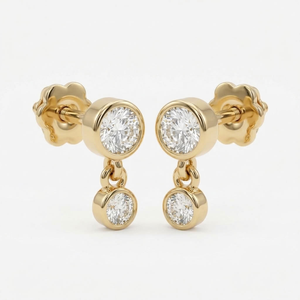 Pendientes de Oro de 14K con Diamantes en Forma de Gota, Corte Brillante Redondo, Modernos, Regalo para Mujer - Product Image 2