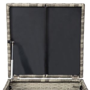 Tavolino da esterno in vimini grigio con spazio per cuscini, asciugamani e tubo dell'acqua - Product Image 4