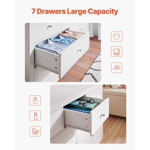 Commode à 7 tiroirs en chêne européen avec dispositif anti-basculement, style moderne et minimaliste, pour rangement de placard - Product Image 4