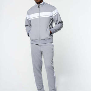 Ensemble de survêtement unisexe gris uni léger à manches longues avec cordon de serrage, pantalon de jogging sportif décontracté avec poches latérales, respirant en polyester - Product Image 1