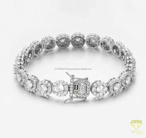 High Quality Hip Hop Iced Out VVS Moissanite Diamond Tennis Bracelet 925 Sterling Silver Bling for <b>Men</b> - Product Image 1