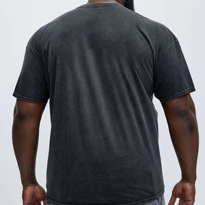 Camisetas de algodón negras lavadas extragrandes personalizadas para hombre, con estampado gráfico vintage DTG, estilo urbano, manga corta, suministro al por mayor - Product Image 2