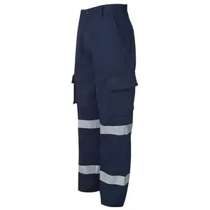 Men's Orange Hi Visibility <b>Work</b> <b>Pants</b> With Reflective Stripes Polyester Material Safety Workwear - Product Image 6