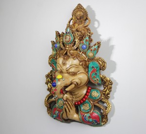 Máscara de Pared de Ganesha Hecha a Mano en Resina, Decoración de Pared con Rostro de Dios Hindú, Decoración para el Hogar o Templo - Product Image 2