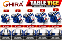 HIRA 12792 Étau de table/banc à croisillon avec base fixe.