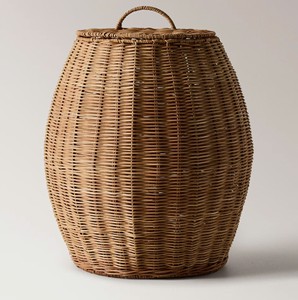 <b>Large</b> Oval Rattan Laundry Basket with Lid Woven Wicker Clothes Hamper Storage <b>Bin</b> for Bathroom Bedroom - Product Image 1