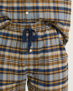<b>Men's</b> Plaid Flannel <b>Pajama</b> <b>Set</b> Long Sleeve Full Length Cotton Sleepwear Autumn Casual Wear With Pockets - Product Image 3