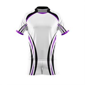 ชุดยูนิฟอร์มรักบี้สั่งทำคุณภาพสูงแบบยูนิเซ็กซ์ ระบายอากาศได้ดี ผลิตด้วยเทคนิค Sublimation เป็นมิตรกับสิ่งแวดล้อม ป้องกันรังสียูวี แห้งเร็ว ชุดเสื้อและกางเกงขาสั้น - Product Image 2