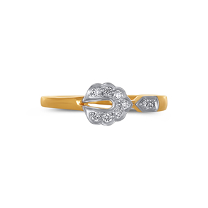 Classic Curve Diamond <b>Ring</b> Elegant Flower Shape <b>Ring</b> Gold Finish with Round Brilliant Lab-Grown Stone Floral Pave Design - Product Image 2