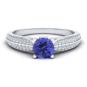 REYES – bagues en argent Sterling 925 pour femmes, Design Unique, coupe ronde brillante, pierre précieuse Tanzanite 0,75 ct, bijoux fins - Product Image 1