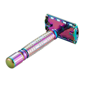 Kaamir Instruments Custom Logo Plasma Coated Rainbow Stainless Steel Handle Super Stainless Steel Blade Double Edge Safety Razor - Product Image 3