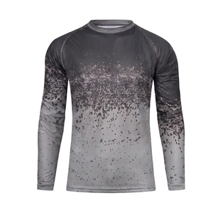 เสื้อแรชการ์ดป้องกันรังสียูวีสำหรับผู้ชาย แขนยาว สำหรับกีฬาจิวยิตสู MMA BJJ  โลโก้สั่งทำได้ สีดำล้วน ป้องกันแสงแดด UPF50 ระบายอากาศได้ดี เหมาะสำหรับเล่นเซิร์ฟและว่ายน้ำ - Product Image 3