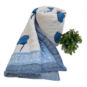 Indian Hand Block Print Reversible Razai Quilt Kantha Winter Bedding <b>Set</b> Handmade Cotton Quilted <b>Comforter</b> Decorative Razai - Product Image 1