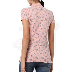Polo con Estampado Floral, Manga Corta, Color Rosa, Informal, Tejido de Punto, 100% Algodón Piqué, Transpirable, Largo Regular - Product Image 2