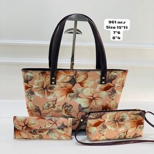 Bolso Tote para Mujer Peach Meadow, Juego de 3 Piezas con Bolso Bandolera y Cartera, Tela Ecológica Suave y Duradera, Bolso de Mano para Uso Diario en la Oficina - Product Image 1
