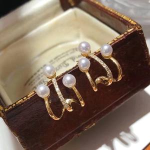 Boucles d'oreilles en cristal vintage de la ville de bijouterie de Zhuji, perle d'eau douce naturelle, même style que les boucles d'oreilles populaires sur les réseaux sociaux - Product Image 3