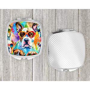 Espejo de maquillaje de viaje decorativo compacto para mujer, Hippie Dawg bóxer, diseño de mano plegable, regalo de bolsillo para niñas - Product Image 4