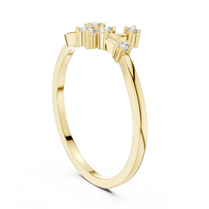 Bague de fiançailles minimaliste en or plaqué or avec trois diamants de laboratoire pour femme, bague ouverte florale en or rose avec diamants pour femme - Product Image 5