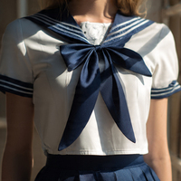 Conjunto de Cosplay con Top Corto y Falda Plisada, Uniforme Escolar, Vestido con Camisa de Manga Larga y Falda Plisada, Traje de Marinera para Mujer