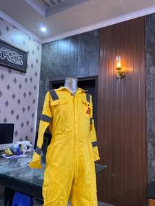 Yellow Reflective High Visibility Safety Coverall Flame Retardant Workwear Unisex Protective Uniform 500-800C Heat <b>Resistant</b> - Product Image 3