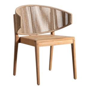 Juego de Comedor de Exterior Moderno y Lujoso, Mesa Rectangular de Madera de Teca Sólida con 6 Sillas con Brazos de Cuerda Tejida y Cojines para Muebles de Jardín - Product Image 4