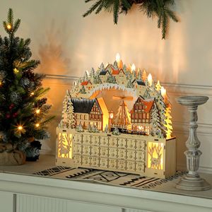 Calendario de Adviento Navideño de Madera con 24 Compartimentos, Luces LED, Funciona con Pilas, 24 Cajones Rellenables para la Cuenta Regresiva - Product Image 2