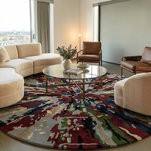 Hand Tufted Low Pile Abstract Wool <b>Rug</b> PET Friendly Non-Slip Eco-Friendly Anti-Bacteria Modern Neutral Beige <b>Thin</b> Latex - Product Image 2