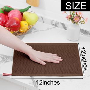 Serviettes de cuisine en coton gaufré ultra douces 100% coton, séchage rapide, 12 x 12 pouces, lot de 6 en couleur café - Product Image 6