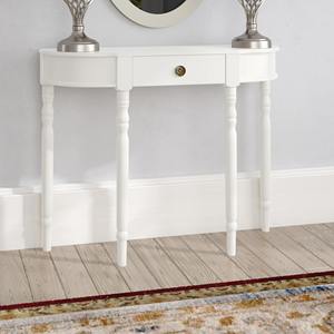 Mesa Consola Moderna Blanca para Sala de Estar, Forma de Media Luna, con un Cajón, Mueble Combinado para Entrada - Product Image 5