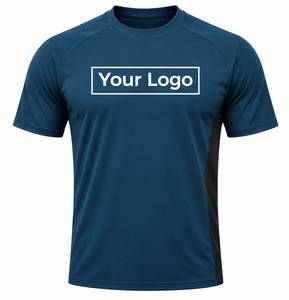 T-shirt pour homme à manches courtes avec logo personnalisé, col rond, séchage rapide, polyester, coupe sportive, impression sur le devant, longueur normale, couleur unie - Product Image 2