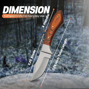 Couteau de chasse et de camping à lame fixe, pointe tombante, acier inoxydable de qualité industrielle, bord droit, manche en bois - Product Image 5