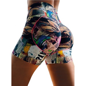 High <b>Waist</b> Striped Compression <b>Shorts</b> For <b>Women</b> Sporty Knitted Spandex Polyester Drawstring <b>Elastic</b> <b>Waist</b> Quick Dry - Product Image 5