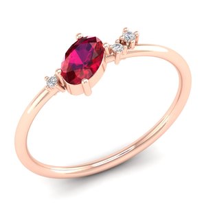 แหวนหมั้นเพชรโมอิสซาไนต์ทองคำแท้ 14K ดีไซน์พิเศษจาก REYES สำหรับผู้หญิง ทรงรูปไข่ทันสมัย ประดับทับทิม 0.5 กะรัต แหวนแต่งงาน - Product Image 2