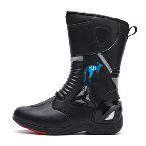 Bottes de moto en cuir pour hommes, design unique et tendance, qualité supérieure, doublure en mesh respirant, style course, ventilées, blanches - Product Image 6