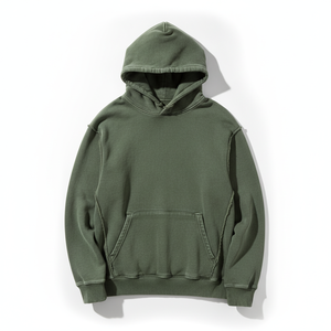 Sweat-shirt à capuche vert olive pour homme, coupe classique, en molleton de coton, pull décontracté avec poche avant, vêtement d'automne - Product Image 1
