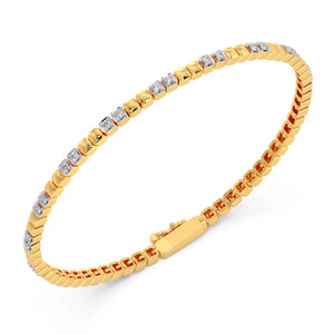 Pulsera de Diamantes con Eslabones Alternados, Banda Flexible de Oro Amarillo y Diseño Geométrico Moderno - Product Image 3