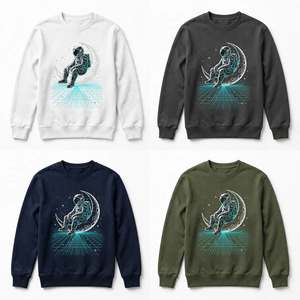 Sudadera de algodón grueso con cuello redondo para hombre, diseño gráfico vintage de astronauta, color negro, manga larga, estilo urbano, informal. - Product Image 6